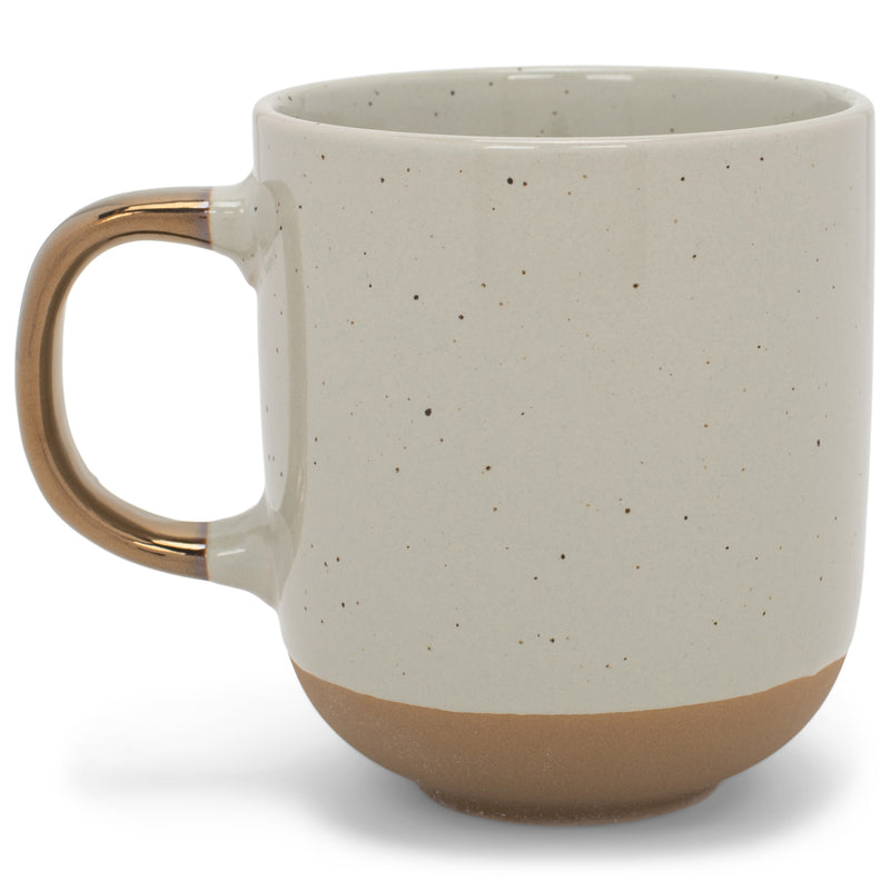 Elanze Designs Speckled 16 ounce Ceramic Mugs With Metallic Handle Set of 4, Grey