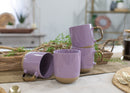 Elanze Designs Speckled 16 ounce Ceramic Mugs With Metallic Handle Set of 4, Purple