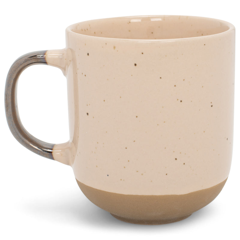 Elanze Designs Speckled 16 ounce Ceramic Mugs With Metallic Handle Set of 4, Tan