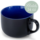 Elanze Designs Large Color Pop 24 ounce Ceramic Jumbo Soup Mugs Set of 4, Cobalt Blue