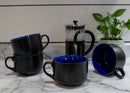 Elanze Designs Large Color Pop 24 ounce Ceramic Jumbo Soup Mugs Set of 4, Cobalt Blue