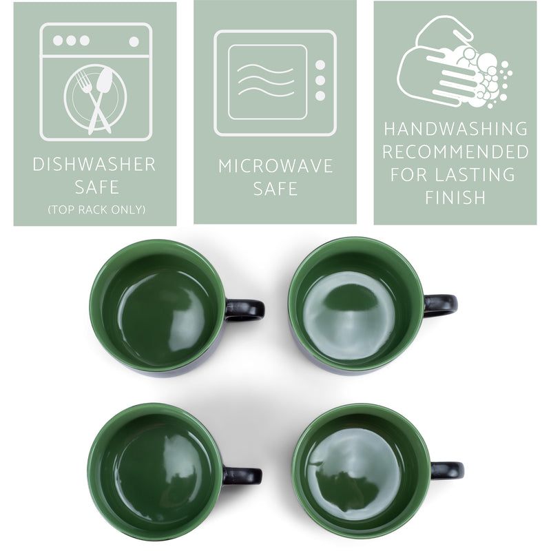 Elanze Designs Large Color Pop 24 ounce Ceramic Jumbo Soup Mugs Set of 4, Green