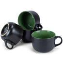 Elanze Designs Large Color Pop 24 ounce Ceramic Jumbo Soup Mugs Set of 4, Green