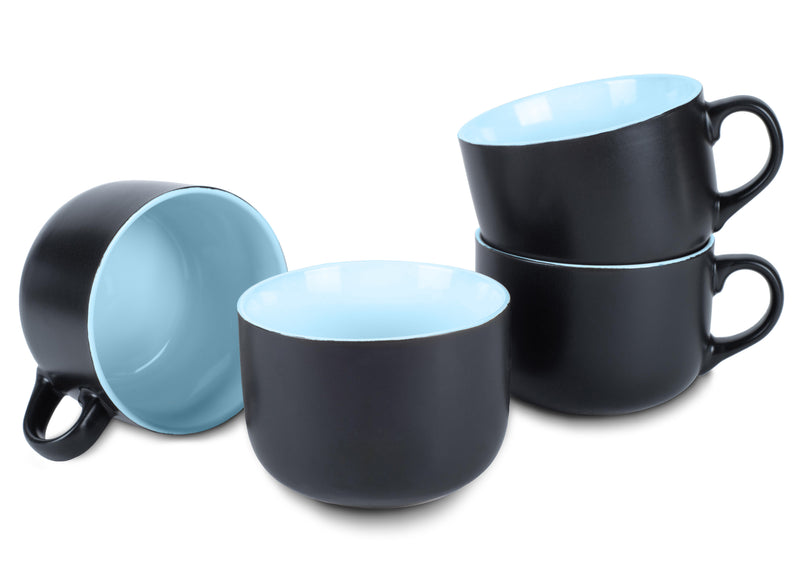 Elanze Designs Large Color Pop 24 ounce Ceramic Jumbo Soup Mugs Set of 4, Ice Blue
