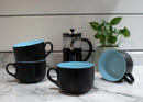 Elanze Designs Large Color Pop 24 ounce Ceramic Jumbo Soup Mugs Set of 4, Ice Blue