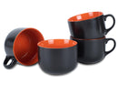 Elanze Designs Large Color Pop 24 ounce Ceramic Jumbo Soup Mugs Set of 4, Orange