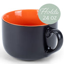 Elanze Designs Large Color Pop 24 ounce Ceramic Jumbo Soup Mugs Set of 4, Orange