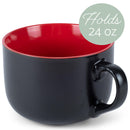 Elanze Designs Large Color Pop 24 ounce Ceramic Jumbo Soup Mugs Set of 4, Red