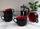Elanze Designs Large Color Pop 24 ounce Ceramic Jumbo Soup Mugs Set of 4, Red