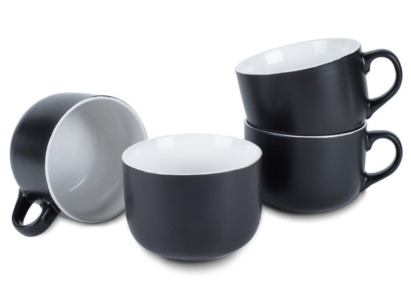 Elanze Designs Large Color Pop 24 ounce Ceramic Jumbo Soup Mugs Set of 4, White
