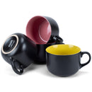 Elanze Designs Large Color Pop 24 ounce Ceramic Jumbo Soup Mugs Set of 4, Red Orange Yellow Pink