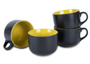 Elanze Designs Large Color Pop 24 ounce Ceramic Jumbo Soup Mugs Set of 4, Yellow