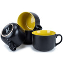 Elanze Designs Large Color Pop 24 ounce Ceramic Jumbo Soup Mugs Set of 4, Yellow