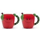 100 North Red Apple With Worm 18 ounce Glossy Ceramic Character Mugs Pack of 2