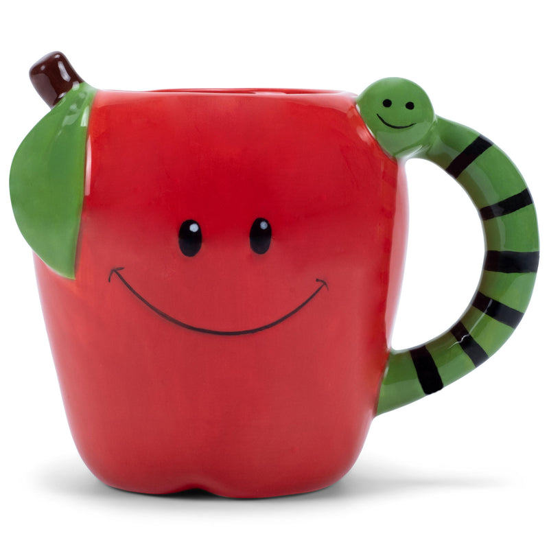 100 North Red Apple With Worm 18 ounce Glossy Ceramic Character Mug
