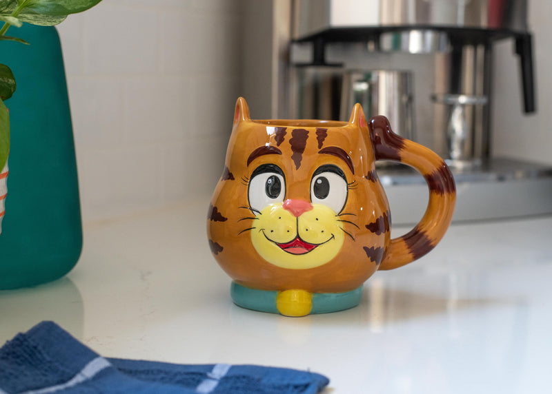 100 North Orange Cat 18 ounce Glossy Ceramic Character Mugs Pack of 2