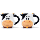 100 North Black and White Cow 18 ounce Glossy Ceramic Character Mugs Pack of 2