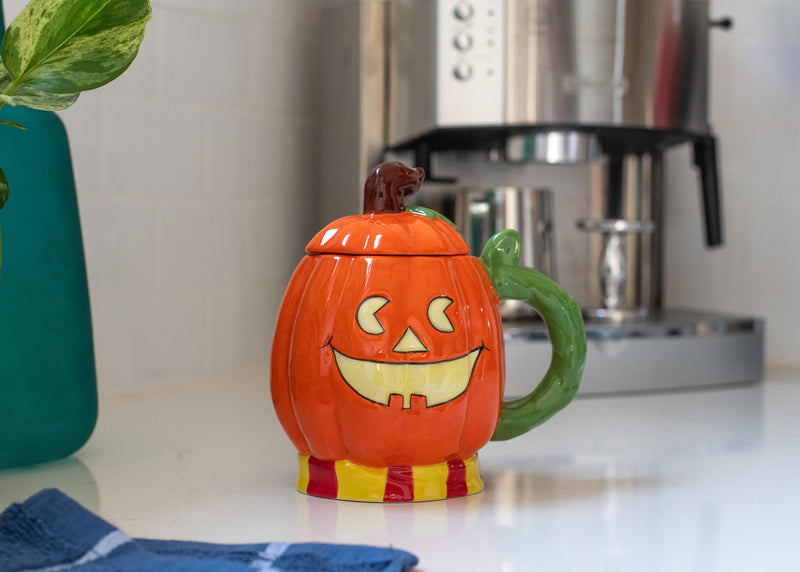 100 North Pumpkin Jack O'Lantern 16 ounce Glossy Ceramic Character Mug