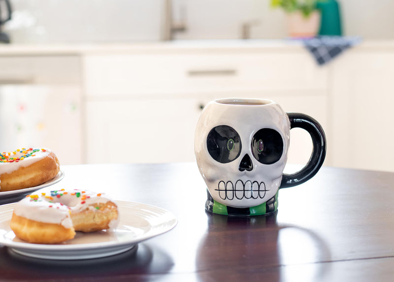 100 North Skull 17 ounce Glossy Ceramic Halloween Character Mugs Pack of 2