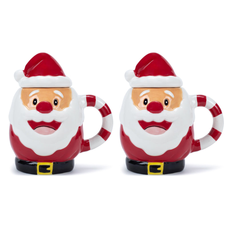 100 North Santa Claus 17 ounce Glossy Ceramic Christmas Character Mugs Pack of 2
