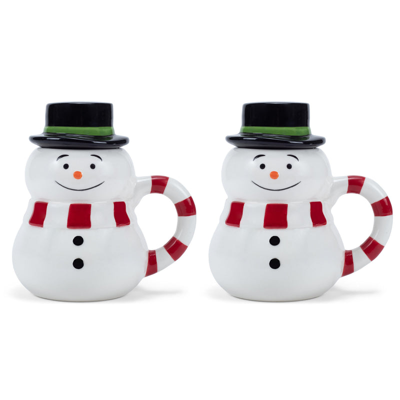 100 North Snowman 17 ounce Glossy Ceramic Christmas Character Mugs Pack of 2