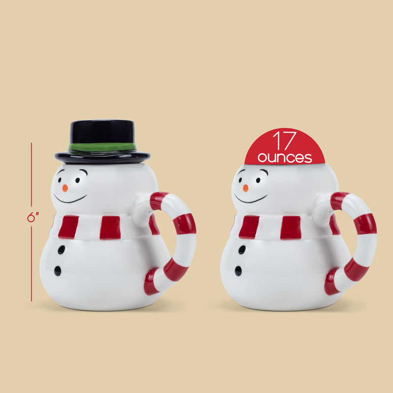 100 North Snowman 17 ounce Glossy Ceramic Christmas Character Mugs Pack of 2