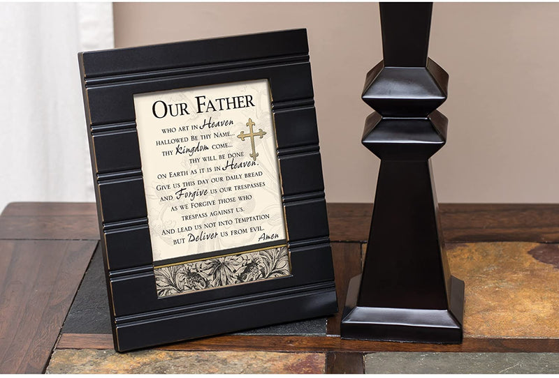 The Lords Prayer Our Father Cross 8 x 10 Distressed Black Accent Picture Frame Plaque