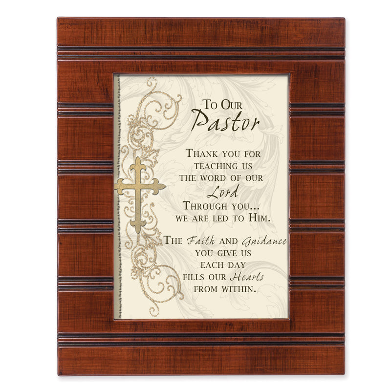 Front view of Pastor Thank You For Guidance Beaded Board Wood Finish Photo Frame