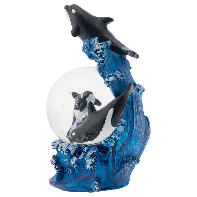 Tidal Wave Orca Pod Figurine 45MM Glitter Water Globe Decoration