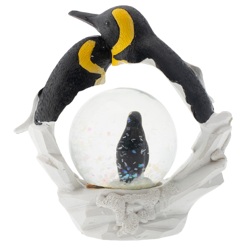 Yellow Neck Penguin Family Figurine 45MM Glitter Water Globe Decoration