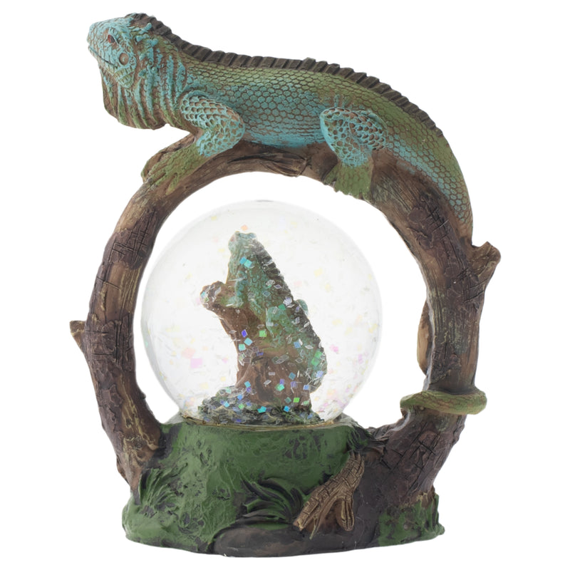 Green and Blue Scaled Iguana Figurine 45MM Glitter Water Globe Decoration
