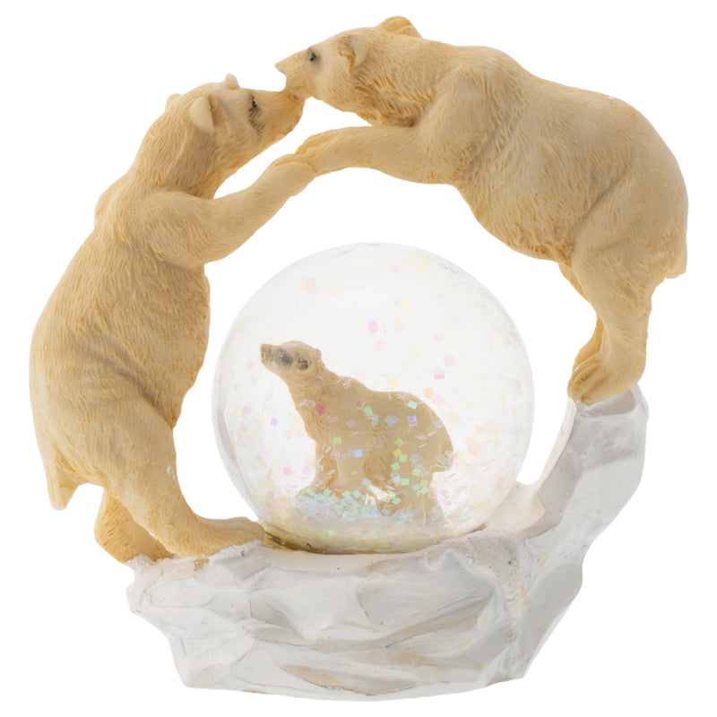 White Polar Bear Family Figurine 45MM Glitter Water Globe Decoration