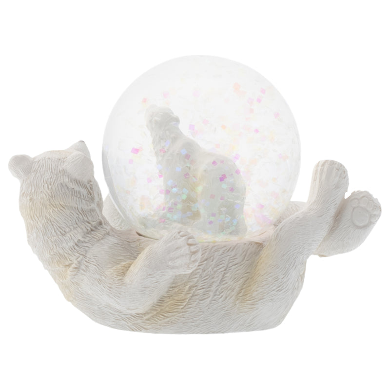 White Polar Bear Mommy and Cub Figurine 45MM Glitter Water Globe Decoration
