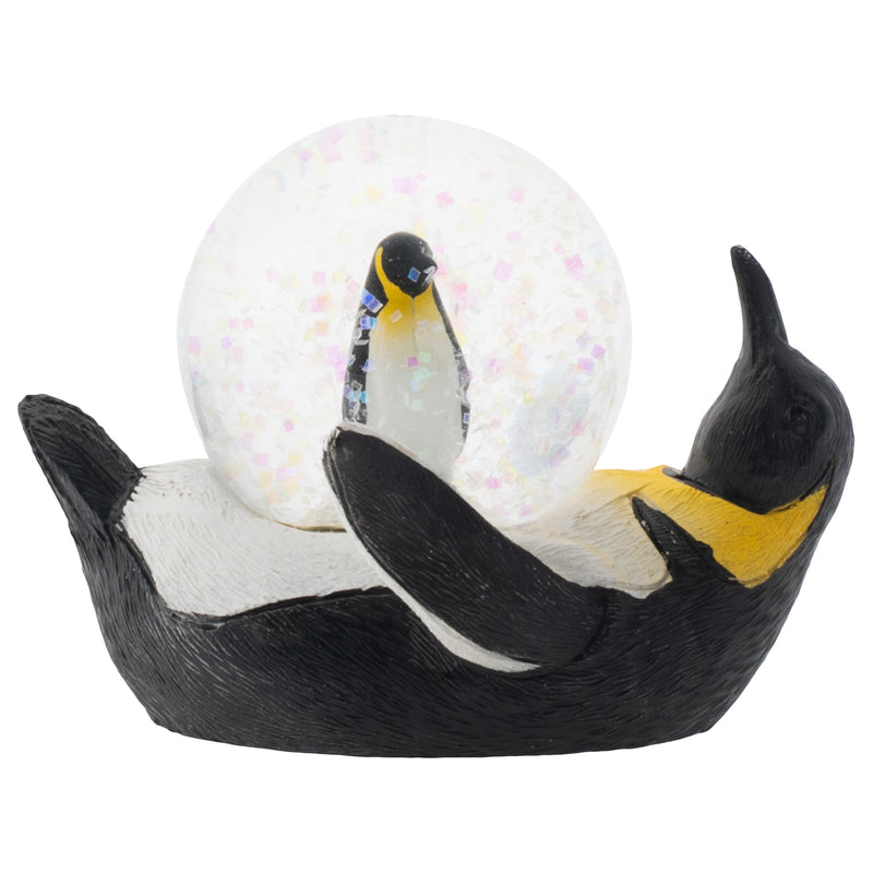 Yellow Neck Penguin Mommy and Chick Figurine 45MM Glitter Water Globe Decoration