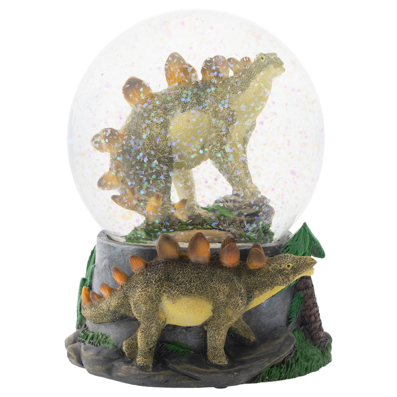 Front view of Stegosaurus Dinosaur Friends Musical Snow Globe