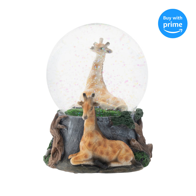 Front view of Giraffe Friend Couple Musical Snow Globe