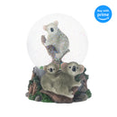 Front view of Climbing Koala Family Musical Snow Globe