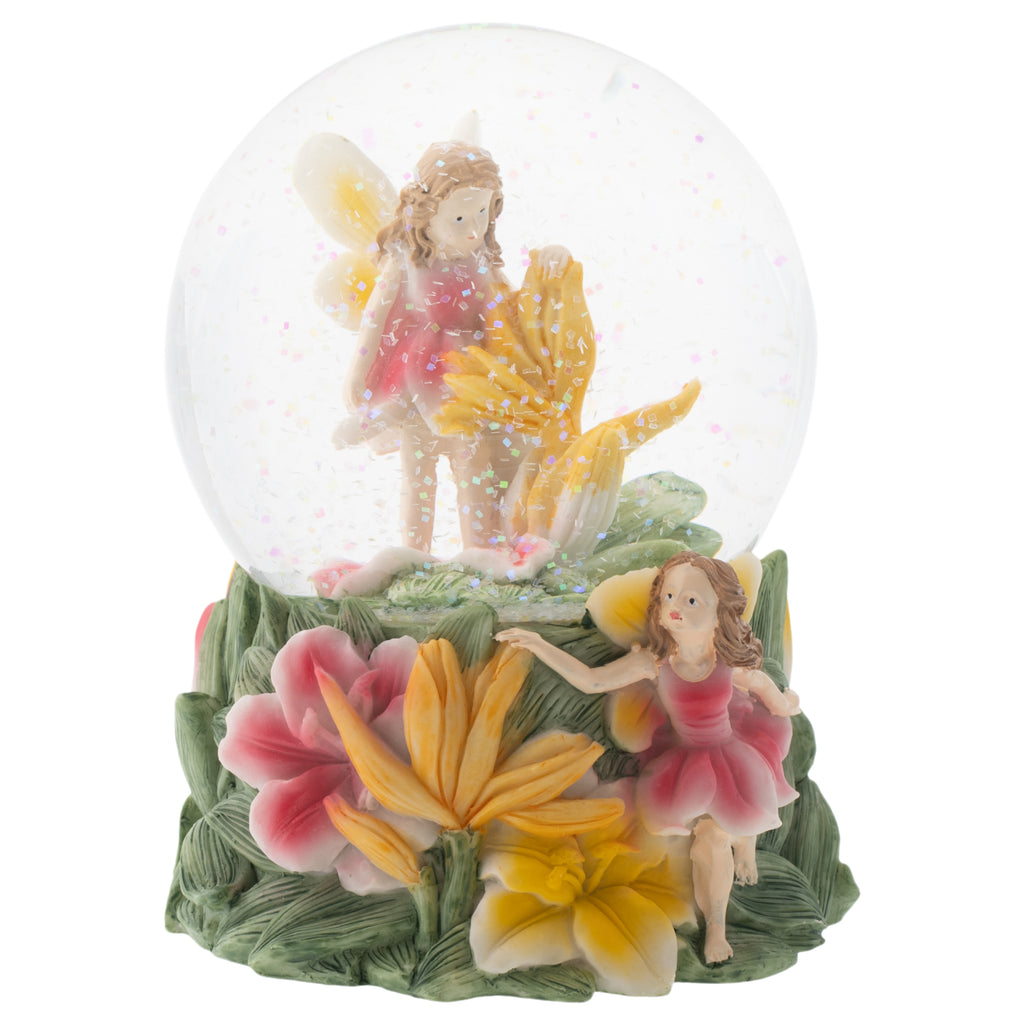 Yellow Lilly Fairy Friends 100MM Musical Water Globe Plays Tune Fur El