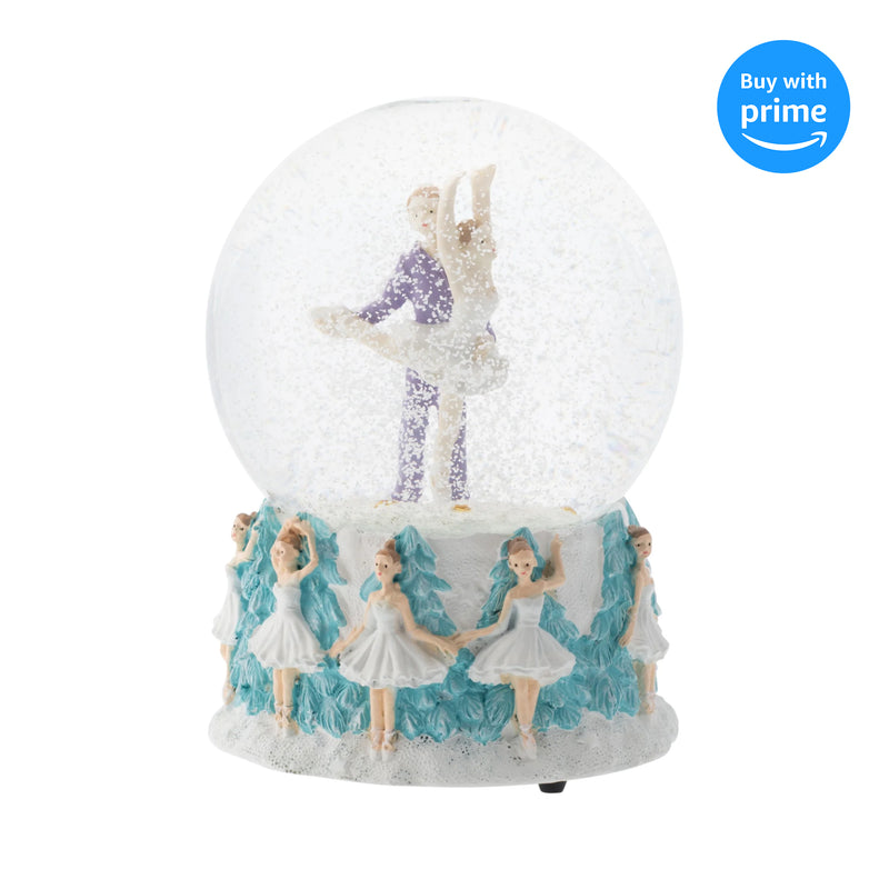 Front view of Prince and Clara Dancing Musical Snow Globe