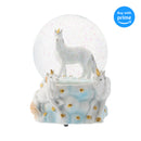 Front view of White Unicorn Friends Musical Snow Globe