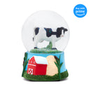 Cow and Farm Green 5.5 x 3.9 Resin Stone Glitter Water Globe Plays Born Free