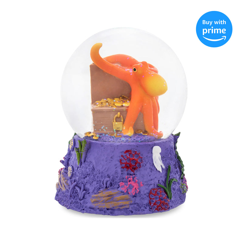 Octopus Treasure Purple 5.7 x 4.3 Resin Glitter Globe Plays By The Beautiful Sea