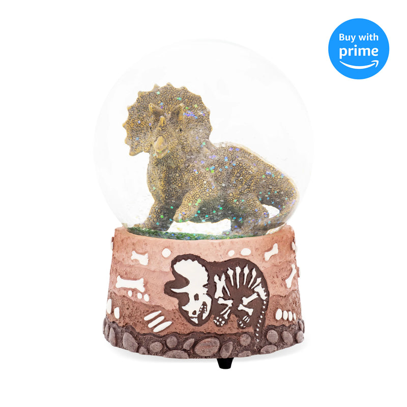 Triceratops Fossils Brown 5.5 x 3.9 Resin Stone Glitter Globe Plays Born Free