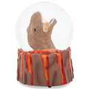 T-Rex Holding Bone Brown 5.2 x 3.9 Resin Glitter Globe Plays Fantasie Impromptu