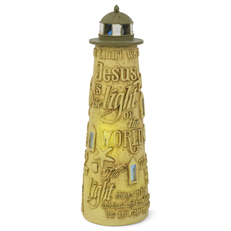 Lighthouse Shines in The Darkness LED Light-up 8 x 4 inch Resin Stone Table Top Figurine