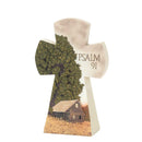 Dicksons Barn and Farm Scene Psalm 91 Cross 7.5 Resin Stone Table Top Figurine