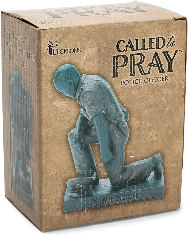 Dicksons Joyful in Hope Praying Police Officer 5 inch Gold Resin Stone Table Top Figurine