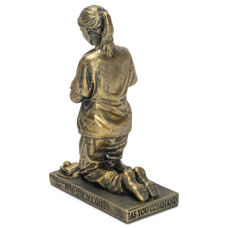 Dicksons Help Me Heal Praying Nurse 5 inch Gold Resin Stone Table Top Figurine