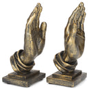 Dicksons Detailed Left and Right Praying Hands 9 inch Gray Resin Stone Bookends