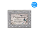 Top down view of Daughter in Law You are Loved Filigree Jewel Bead Silver Tone Music Box